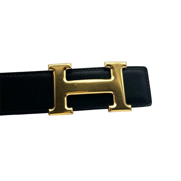 HERMES Leather Belt Black and Red Unisex - Picture 5 of 10